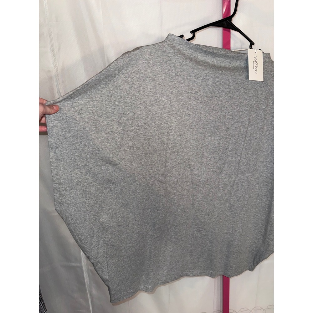 Malaika New York Women's Gray One Size Poncho Top Batwing Sleeve - Picture 2 of 7